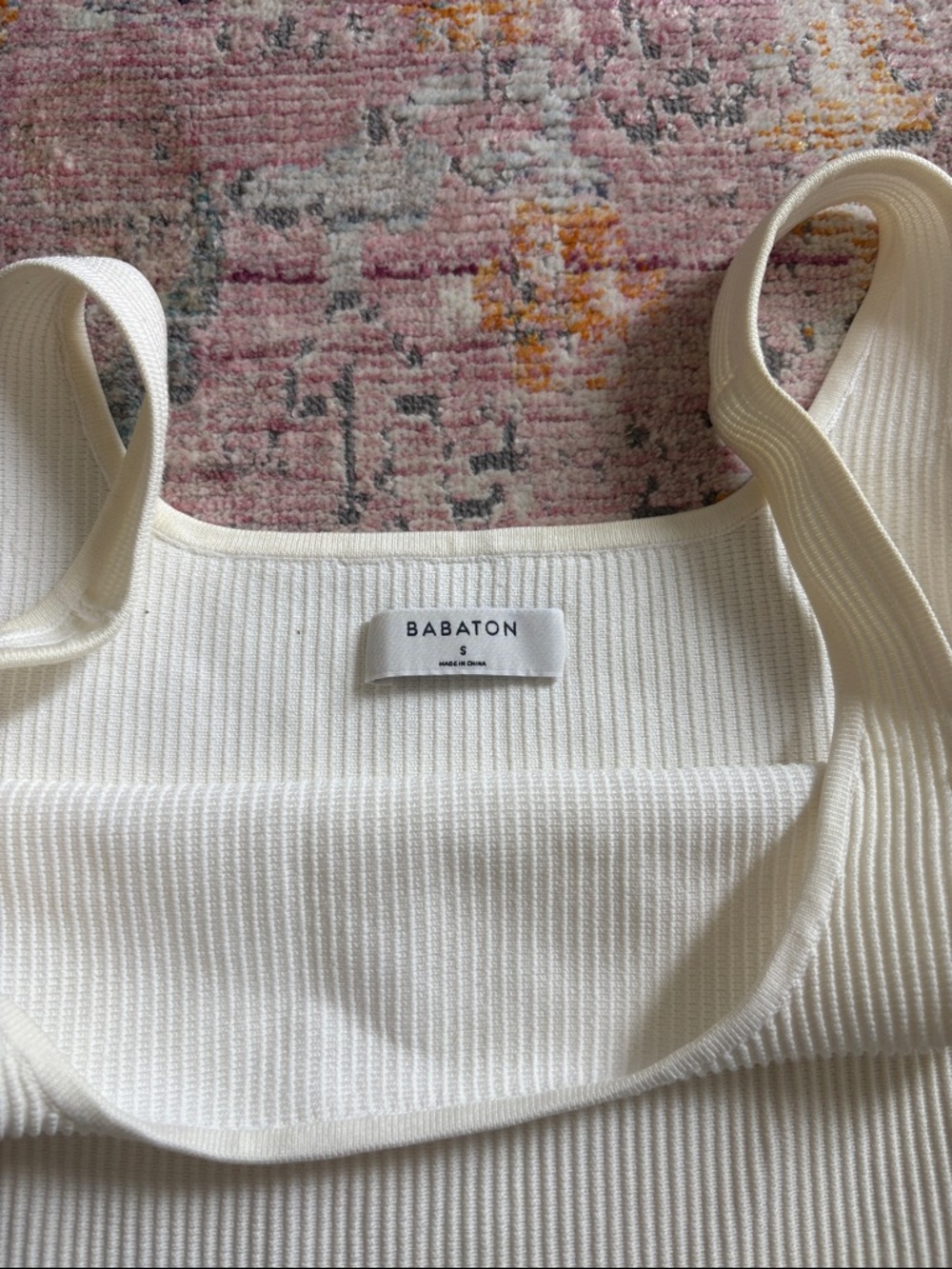 Babaton Cream Ribbed Square-Neck Tank - Picture 2 of 3